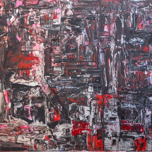 Demonic, demon, original large mixed media, dark devils, scary, art painting - Picture 2 of 11